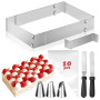 Cadre Patisserie Rectangulaire Extensible | Cadre Patisserie en Acier Inoxydable, Moule Rectangulaire Patisserie avec 2 Spatule