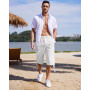 LVCBL Short en Lin pour Homme, Longueur 3/4, Pantalon d'été, pour la Plage, Le Yoga, Le Jogging, Décontracté