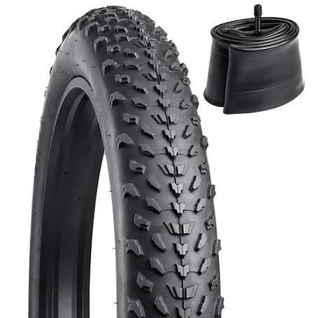 YunSCM Foldable 20 inch Bike Tyres 20x4.0 Tires and Inner Tubes with AV32mm Valve - Compatible with E-Bikes, City & Road Bikes