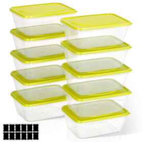 Cozary Lot de 10 Boîtes Alimentaires Boîtes de Congélation, Rectangulaires, Boîte Conservation Alimentaire Libre de BPA, avec Co