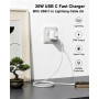 Chargeur iPhone 20W avec Cable USB C vers Lightning de 2m, Chargeur USB C Rapide avec Câble Lightning,Prise Secteur Type C pour 