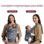 Momcozy Porte Bebe Ergonomique 100% Coton,Gris, 3–24 Mois, 3,2–20 kg | Porte-bébé physiologique, position M, tour de taille régl