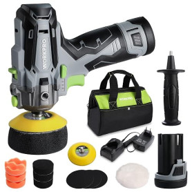 WORKPRO Mini Polisseuse sans Fil 12V φ75mm, Kit Polisseuse Voiture | 2 Batteries 2,0Ah, 7500 tr/min, Charge Rapide 1 Heure, Sac