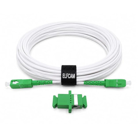 Elfcam® - Câble à Fibre Optique SC/APC à SC/APC Monomode, La Livraison avec Le Coupleur pour Rallonge Fibre Optique, Compatible
