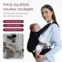Momcozy Porte Bebe Ergonomique 100% Coton, Noir, 3–24 Mois, 3,2–20 kg | Porte-bébé physiologique, position M, tour de taille rég