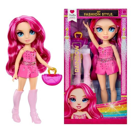 RAINBOW HIGH My Fashion Style Doll - Stella - Poupée Mannequin Fuchsia de 28 cm avec Tenue, Sac à Main et Bottes, Jouet articulé
