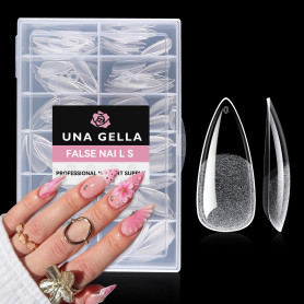 UNA GELLA Capsule Americaine Ongle Stiletto Moyenne, 216 Pièces 12 Tailles Capsules Ongles Amande Extrémités Full Cover pour Ext