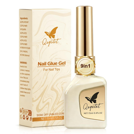 9-en-1 colle à ongles 15 ml – colle à ongles multifonctionnelle forte pour press-on, ongles artificiels, pointes d’ongles et str
