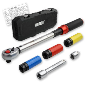 Hairich Clé Dynamométrique Voiture 1/2", Torque Wrench 40–210 Nm, Certifiée TÜV Süd GS, Set 6 Pièces avec Rallonge 125 mm, Adapt