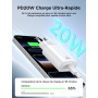 Chargeur Rapide USB C pour iPhone 17/16/15,Prise Adaptateur USB C Chargeur Rapide avec 2m Câble USBC,Compatible iPhone 17/17 Air
