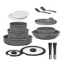 ESEVOLO Batterie de cuisine 14 pièces induction Casseroles Poêles 28cm/20cm | Lot de Casseroles avec poignées amovibles, Empilab