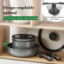 ESEVOLO Batterie de cuisine 14 pièces induction Casseroles Poêles 28cm/20cm | Lot de Casseroles avec poignées amovibles, Empilab