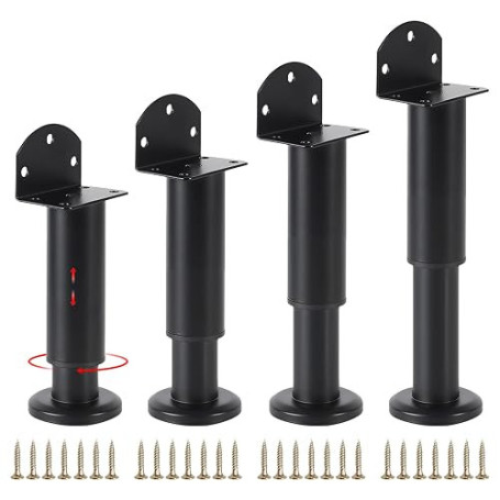 Lvjkes 4 Pièces Pied de Meuble reglable, Hauteur réglable de 12-18 cm | L Forme Pied de Meuble, Capacité de Charge jusquà 100 kg