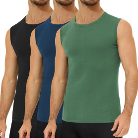 Falechay Lot de 3 Débardeur Homme 100% Coton Maillot Corps Marcel Debardeur | Sport Musculation,Respirant,Sans étiquette,Coupe c
