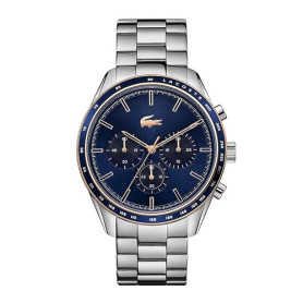 Lacoste Montre à Trois Aiguilles pour Homme avec Bracelet en Acier Blanc argenté