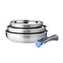 ARTHUR MARTIN - Batterie De Cuisine Inox 8 Pièces Compatible Induction | 3 Casseroles + 3 Poêles + 2 Manches - Ensemble Pratique