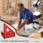 Équerre 3D - Angle réglable de 22,5° à 90° - outil de menuiserie de haute précision en alliage d’aluminium - 3 en 1 : traçage/pe