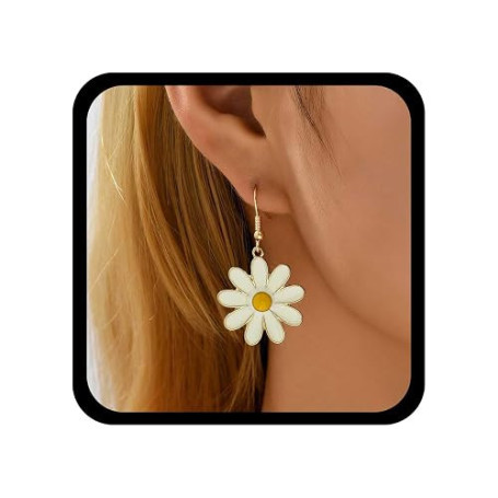 Cybche Boucles D'oreilles Marguerite Fleurs Blanches Boucles D'oreilles Fleurs Émaillées Boucles D'oreilles Marguerite Petites B