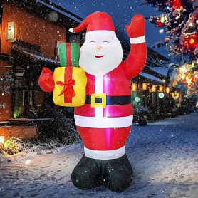 Mocoli 150CM Père Noël Gonflable, Noël Gonflable Extérieur Père Noël Décoration De Noël avec Lumière LED Géant Gonflable Père No