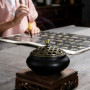 JHEELITE Brûleur Encens Céramique, Encensoir Charbon Rond Noir | Porcelaine Élégante, Design Zen Décoratif, Pour Yoga Méditation