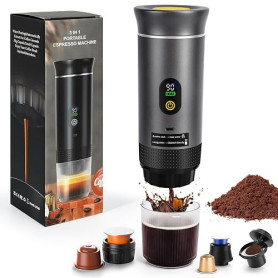 LAMA Mini machine à café portable, Machine à expresso électrique, Compatible avec les capsules et la poudre, Chauffage instantan