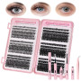 Aomig Faux Cils Individuel, 30D+40D+50D+60D+80D+100D Cluster Lash, 570 Pièces Kit d'extension Faux Cils DIY avec Liaison, Joint 