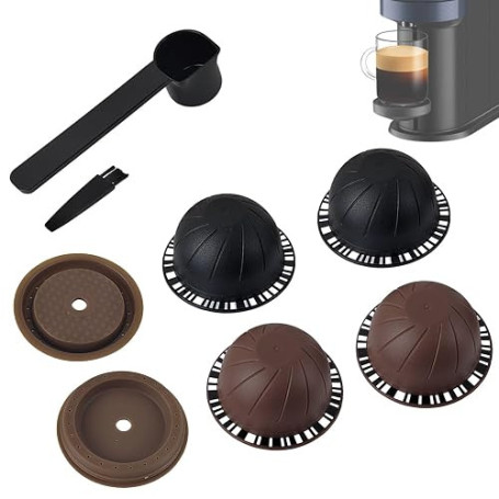 Lot de 6 Capsules de Café Réutilisables en Silicone, Matériau PP de Qualité Alimentaire Capsule Reutilisable, Capsule Rechargeab