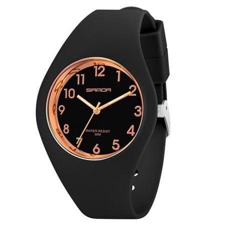 AOOSU Montre pour Femme avec Bracelet en Silicone, Montre de Sport Analogique Etanche Montres Femme Analogique Quartz Grand Cadr