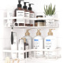 Kitsure Étagère Douche Sans Perçage, Étagère d’Angle Salle de Bain, Blanc | Lot de 2, 8 Crochets, Grande Capacité, Rangement Dou