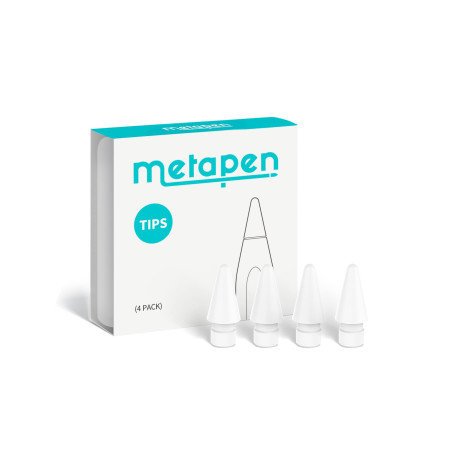 Metapen Embouts Pencil(4X) pour Apple Pencil 1ᵉʳ/2ᵉ gén/USB‑C/Pro,A8/Air8 | Pointes de rechange 1:1 taille originale, résistante