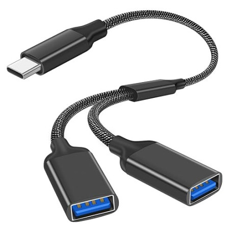 AXFEE USB-C to USB Adapter,USB-C mâle vers 2 USB 2.0 Tête de Femme Splitter | 2 en 1 Adaptateur Type C Mâle vers 2 USB Femelle E