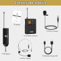 TONOR Micro sans Fil UHF avec Microphone Casqueà/Micro Cravate, Transmetteur Bodypack et Mini récepteur Rechargeable Sortie 6,35