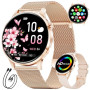 Montre Connectée Femme, Écran AMOLED 1,32" Ultra-fin Elégante Montre Femmes avec 2 Bracelets & 2 Câbles, 116 Modes Sport, Suivi