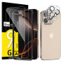 NEW'C Verre Trempé pour iPhone 16 Pro Max + Protection Caméra | Outil inclus, Lot de 4, 2x vitres trempées + 2x protections camé