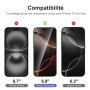 NEW'C Verre Trempé pour iPhone 16 Pro Max + Protection Caméra | Outil inclus, Lot de 4, 2x vitres trempées + 2x protections camé