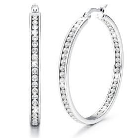 Adramata Boucle d'Oreille Acier Inoxydable Femme Zircon Cubique Creoles | Creoles Acier Inoxydable Boucles d'Oreilles Femme,Zirc