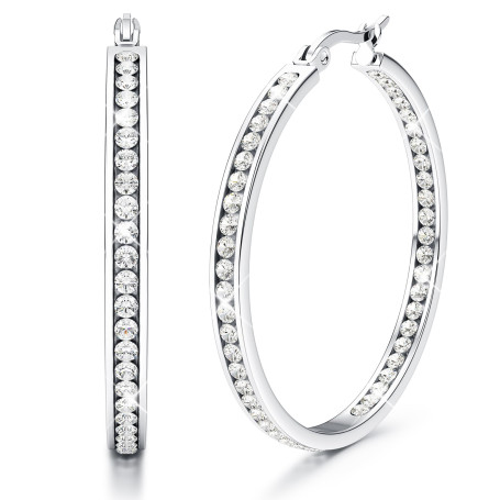Adramata Boucle d'Oreille Acier Inoxydable Femme Zircon Cubique Creoles | Creoles Acier Inoxydable Boucles d'Oreilles Femme,Zirc