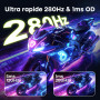 Amzfast Ecran PC Gaming 27 Pouces 280Hz/QHD Moniteur Incurvé 2K(2560 x 1440), 1ms MPRT, 1500R, sRGB 135%, Adaptive Sync,Eyes-Car