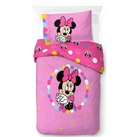 Disney Minnie Rose 100% Coton Parure de Lit Simple - Inclus Taie d'oreiller 50 x 70 cm