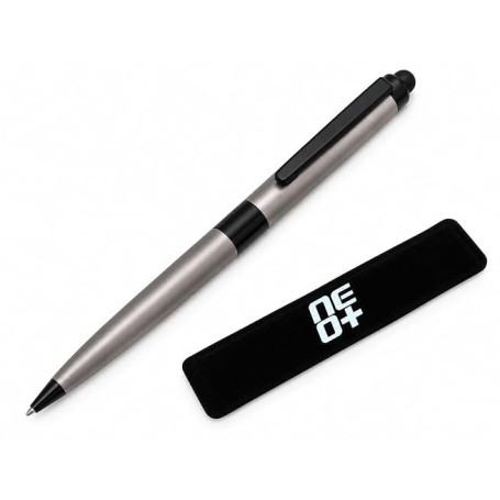 NEO+ Stylet capacitif 2 en 1 de qualité pour écran tactile et stylo à bille avec pochette et recharge pour stylo (métallique)