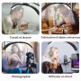 GraceGlow Lampe Extension de Cils Lampadaire LED, 2 in 1 Pliable Lampe Demi Lune avec Clips de Table pour Ongles, Dimmable Lampe