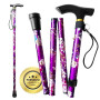 OrtoPrime Canne de Marche Pliable Femme et Homme - Canne Pliante Réglable avec Design Floral - Canne de Marche Homme et Femme -