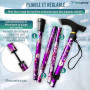 OrtoPrime Canne de Marche Pliable Femme et Homme - Canne Pliante Réglable avec Design Floral - Canne de Marche Homme et Femme -