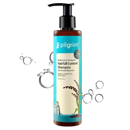 Pilgrim Redensyl & Anagain Shampooing anti-chute de cheveux au riz noir coréen 200 ml Réduit la perte des cheveux favorise l’épa