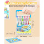 D-FantiX 36 couleurs de marqueurs lavables pour enfants, set de marqueurs de coloriage avec livres de coloriage et support, boît