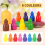 YPLUS Crayons Cire Bonhomme de Neige 8 Couleurs, Crayon Bébé Empilable | Crayon Bébé 12 Mois Lavable et Non Toxique, Forme Jumbo