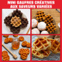SugarWhisk Mini Waffle Maker, fer à gaufres pour enfants, fait des petites gaufres de 8 x 5cm, petit gaufrier, compact et facile