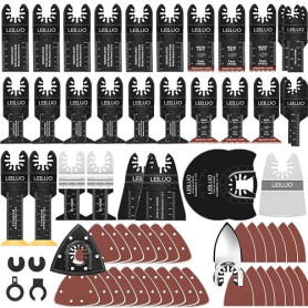 LEILUO 158 Pièces Ensemble de Lames de Scie Multitool Universel | Accessoires pour outils oscillants avec sac de rangement. Comp