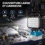 Lampe LED Rechargeable pour Batterie Makita 18V, 4800LM, Double Port USB | Projecteur LED Chantier Portable Réglable à 180° Pour