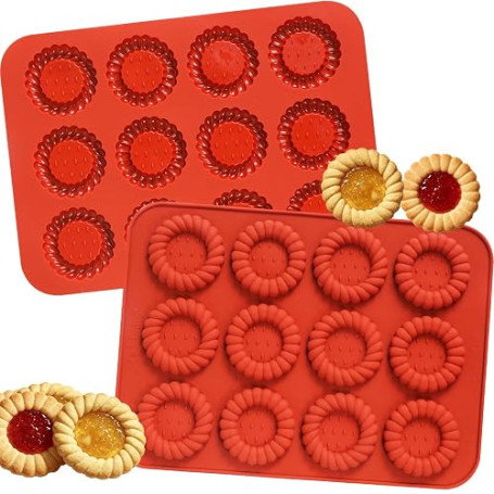 Webake Lot de 2 Moule Mini Tartelette Silicone 6cm Moules Tartelettes | Moule a Tartelette 24 Cavités Moule Silicone Tartelette